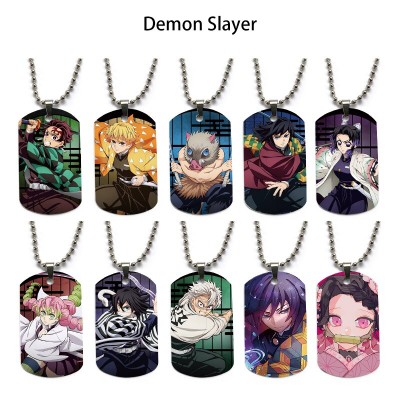 Demon Slayer anime dog tag military army necklace