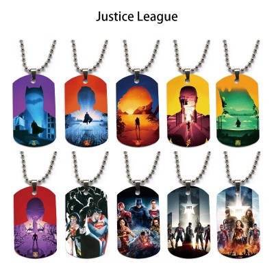 Justice League anime dog tag military army necklace