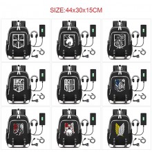 Attack on Titan anime USB charging laptop backpack...