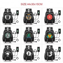 Haikyuu anime USB charging laptop backpack school ...
