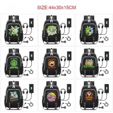 Rick and Morty anime USB charging laptop backpack ...