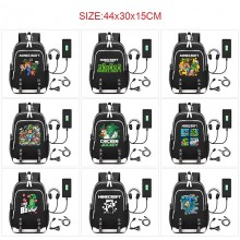 Minecraft game USB charging laptop backpack school...