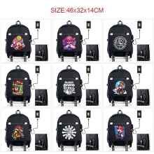 Super Mario USB charging laptop backpack school bags