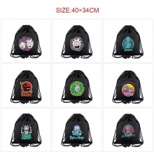Rick and Morty anime drawstring backpack bag
