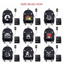 Totoro anime USB charging laptop backpack school b...