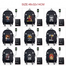 One Piece anime USB charging laptop backpack school bag