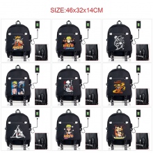 Naruto anime USB charging laptop backpack school bag