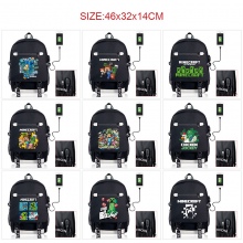 Minecraft game USB charging laptop backpack school bag