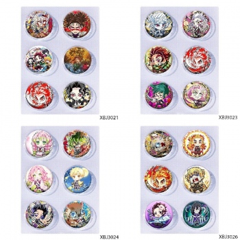 25mm Demon Slayer Mini Capsule Badge Brooch Beans 6pcs