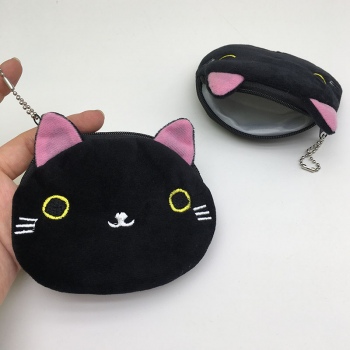 11cm Black Cat anime plush wallet coin purse