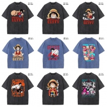 One Piece short sleeve wash water worn-out cotton ...