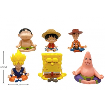6pcs/set Spongebob Dragon Ball One Piece Crayon Shin-chan figures(OPP bag)