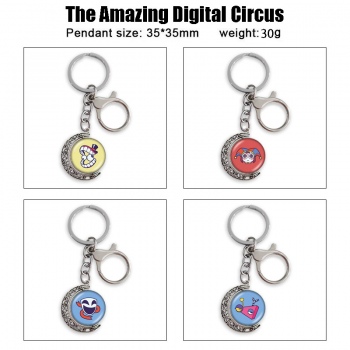 The Amazing Digital Circus Two-sided Rotatable Round Crystal Key Chain Ring