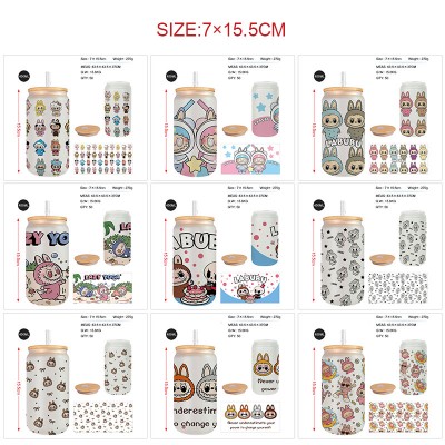 Labubu anime frosted glass cups 350ml/450ml