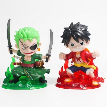 14cm One Piece Luffy Zoro Figure Flame Effects Base(OPP bag)