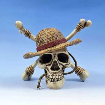 17cm One Piece Luffy LOGO Straw Hat Skull Head figure