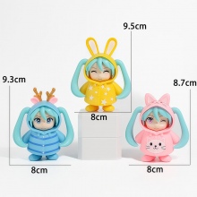 10cm 3pcs/set Raincoat Hatsune Miku anime figures(...