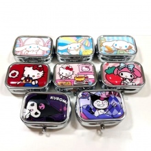 Sanrio Grid Small Metal Pill Box Portable Earrings Storage