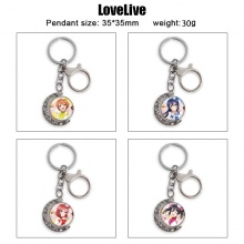 Love live Two-sided Rotatable Round Crystal Key Chain Ring