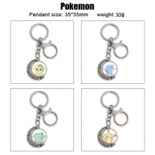Pokemon Two-sided Rotatable Round Crystal Key Chain Ring