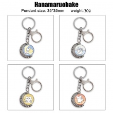 Hanamaruobake Two-sided Rotatable Round Crystal Key Chain Ring