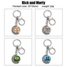 Rick and Morty Two-sided Rotatable Round Crystal Key Chain Ring