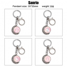 Sanrio kitty Cinnamoroll Two-sided Rotatable Round Crystal Key Chain Ring