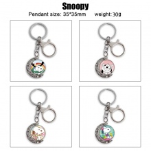 Snoopy Two-sided Rotatable Round Crystal Key Chain Ring