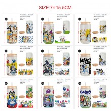 Bluey anime frosted glass cups 350ml/450ml