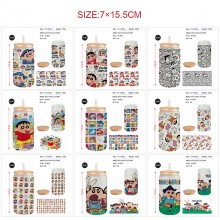 Crayon Shin-chan anime frosted glass cups 350ml/45...