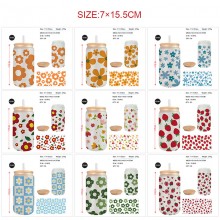 The flower anime frosted glass cups 350ml/450ml