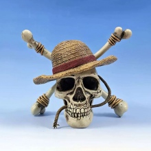 17cm One Piece Luffy LOGO Straw Hat Skull Head fig...