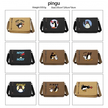 Pingu anime retro canvas messenger crossbody shoulder bags