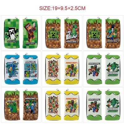Minecraft game long zipper wallet purse