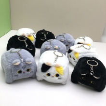 10cm Fluffy Square Calico Cat plush doll keychain(10pcs a set)